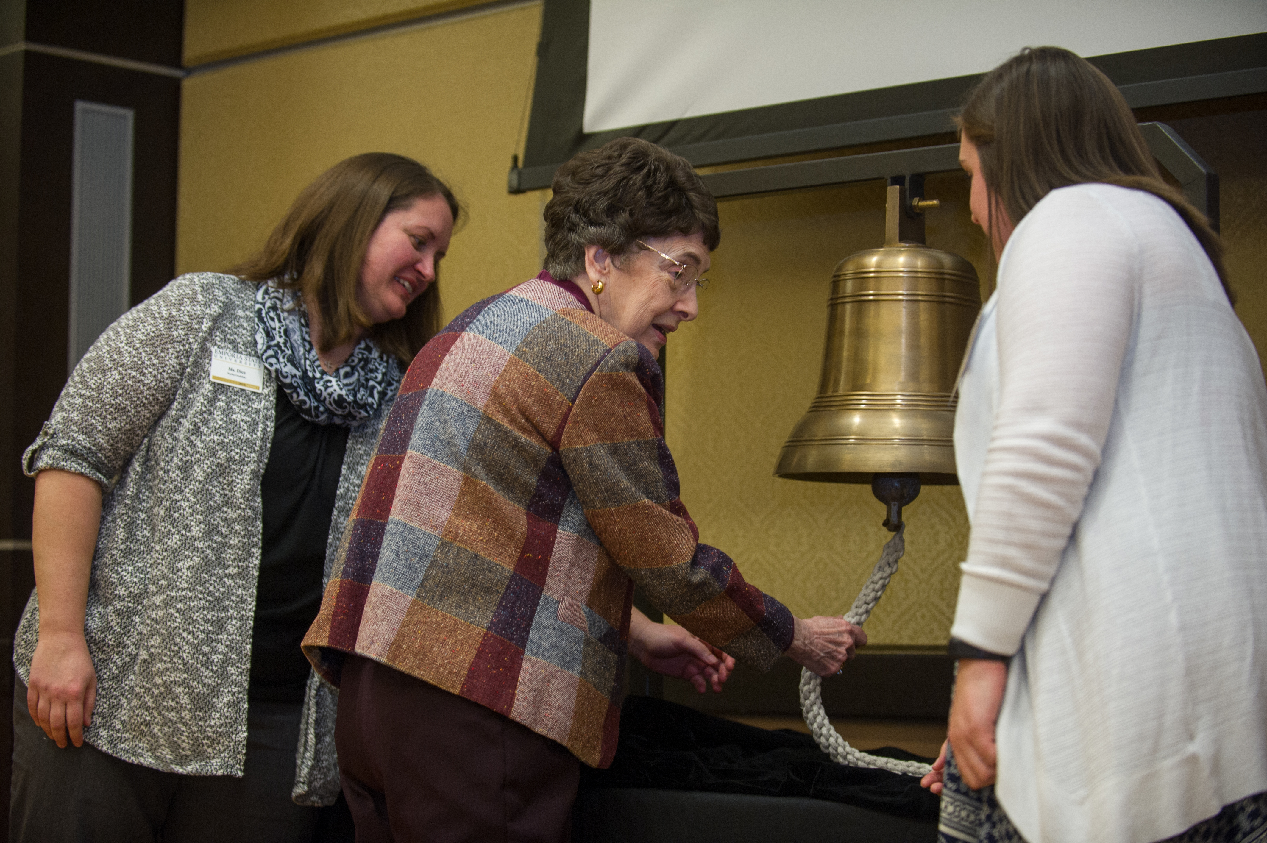 Mildred Caldwell rings bell at legacy gift celebration